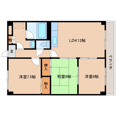 関屋駅 徒歩3分 3階の物件間取画像